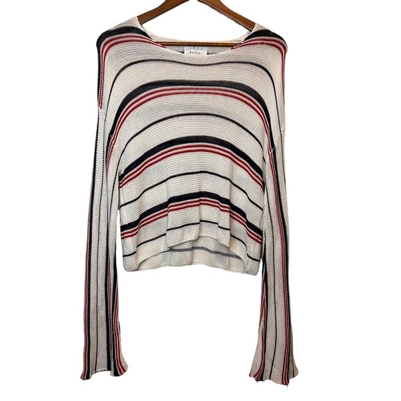 Lost + Wander Tops - Lost & Wander Size M/L Semi Sheer Knit Long Flare Sleeve Pullover Sweater Top